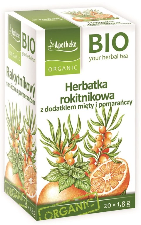HERBATKA ROKITNIKOWA Z DODATKIEM MIĘTY I POMARAŃCZY BIO 20 x 1,8 g - APOTHEKE HERBATKA ROKITNIKOWA Z DODATKIEM MIĘTY I POMARAŃCZY BIO 20 x 1,8 g - APOTHEKE